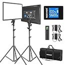 Neewer 18" Led Video Light Panel Lighting Kit with Remote, 2-Pack 45W Dimmable Bi-Color +Light Stand, 3200K–5600K Soft Light CRI 97+ 4800Lux for Game/Live Streaming/YouTube/Photography