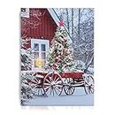NIKKY HOME 16" x 12" Christmas LED Lighted Canvas Wall Art Prints Light Up Tree and Snow House Picture Winter Scene for Holiday Decor