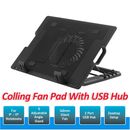 Laptop Cooling Fan Notebook Cooler Stand USB Fan Pad with USB Hub AU Stock