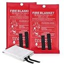 LUXJET Emergency Fire Blanket for Home Kitchen, 2 Pack Fiberglass Suppression Fire Blanket for Camping, Kitchen, Boat, Car & Office, Amusement Building