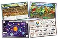 Tot Talk Educational Kids Placemats - STEM - Science Table Mats: Solar System, Dinosaurs, Rocks, Fossils - Reversible Activities- Waterproof, Washable, Wipeable, Durable, Double-sided, Made in the USA