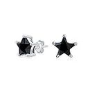 Pendientespequeños Celestial American Patriotic Usa Cubic Zirconia Black Cz Star Stud Earrings For Women For Men Women .925 Sterling Silver 6Mm