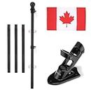 Yeesun Flag Pole,6FT Canada Flagpole with Mounting Bracket and 3’ x 5’ Canada Flag for House Porch & Outdoor Use,360° Tangle Resistant Technology and Wall Mount Flag Pole Kit (Black)