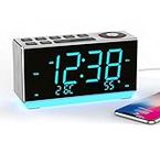 Despertador con FM Radio, Carga USB Pantalla LED Azul Hielo de 1,8 Pulgadas, luz Nocturna, Doble Alarma, Siesta, Control de Atenuación, Reloj Electrónico de Oficina Junto a la Cama iTOMA CKS508
