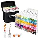 AnyMark Alcohol Markers, 60 Colors Alcohol Markers Set, Dual Tips Alcohol-Based Art Markers for Kids Adult Artists Drawing Coloring Sketch, Chisel & Fine Tips