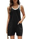 AUTOMET Womens Rompers Jumpsuits Casual Summer Outfits 2024 Shorts Overalls Jumpers with Pockets Loose Comfy Fashion Clothes, Black, Medium