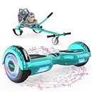 MEGA MOTION Hoverboards with Hoverkart for kids, 6.5 Inch Two-Wheel Self Balancing Electric Scooter with Bluetooth Speaker, with LED Lights, Gift for Children and Teenager