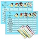 kids2learn Boys Reusable Behaviour Reward Chart & Stickers (TWIN PACK) Two Blue Charts