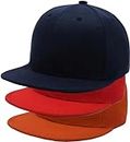 3 x Baseball Cap Set, Unisex Snapback Cap for Men and Women Plain Flat Peak Adjustable Strap Sun Protection Stylish Sports Outdoor Hat All Weather wear