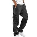Men Outdoor Cargo Pant Lightweight Relaxed Fit Tactical Pant Hiking Jogger Classic Fit Multi Pockets 2023 Fashion Trousers, Black, X-Large