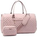 LOVEVOOK Travel Duffle Bag, Weekender Bag for Women with Toiletry Bag, Carry on Overnight Bag with Shoe Compartment, Gym Duffel Bag with Wet Pocket, Mommy Hospital Bags for Labor and Delivery, Pink
