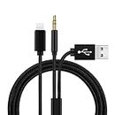 YCTech Aux Cable for iPhone in Car, Braided Nylon 3.5mm Jack Audio Aux 2-in-1 USB Fast Charger Lightning Cable for iPhone 14 13 12 11 Pro Max Mini XS XR X 8 7 6 Plus for Car Stereo Transfer Music