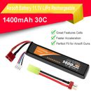 Airsoft Battery 11.1V 30C LiPo Battery 1400mAh with T Plug 3S for M4 AEG AK47