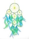 Rooh Dream Catcher ~ Neon green and blue 4 tier ~ Handmade Hangings for Positivity (Can be used as Home Décor Accents, Wall Hangings, Garden, Car, Outdoor, Bedroom, Kids Room, Meditation Room)