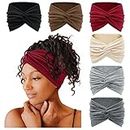 Tobeffect Wide Headbands for Women, 7'' Extra Large Turban Headband Boho Hairband Hair Twisted Knot Accessories, 6 Pack