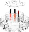 AWOKZA Makeup Organizer 360-Degree Rotating Cosmetic Storage Box, Organizador De Maquillaje, Cosmetics Display Case, Fits Jewelry, Brushes, Perfume, Lipsticks and More,Acrylic