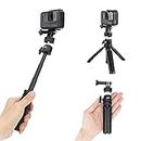 JJC 2 in 1 Selfie Stick Extension Pole & Extendable Mini Tripod for GoPro Hero 11 10 9 8 DJI Osmo Insta360 Action Camera,iPhone Android Samsung Phone,Compact Mirrorless Digital Vlog Camera & Camcorder