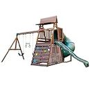 Ranger Retreat Wooden Swing Set/Playset with Tent, Tube Slide and 3 Swings