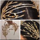 Crystal Rhinestone Tassel Leaf Double Hairband Wedding Tiara Hair Accessories