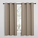 NICETOWN Sleek Blackout Curtains 63 inches Length for Small Windows, Noise Reducing and Block Draft Panels for Door Doorway Laundry Office Luxury Decor Theme (2 Panels, Taupe, W42 x L63 -Inch)