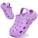 Knemksplanet Little Kids Clogs Classic Home Garden Clogs Toddler Slip on Water Shoes Indoor Outdoor Pool Beach Sandals Slippers for Boys Girls Purple