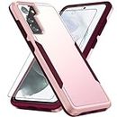 Asuwish Phone Case for Samsung Galaxy S21 FE 5G with Tempered Glass Screen Protector Cover and Thin Hybrid Full Body Protective Cell Accessories S 21 EF S21FE5G UW S21FE 21S G5 6.4 inch Women Men Pink