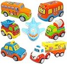 FunBlast Kids Pull Back Vehicles, Push and Go Crawling Toy Car for Kids & Children (Set of 7 Pcs) - Made in India - Multicolor