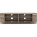 Costway Wooden TV Stand with 8 Open Shelves for TVs up to 65 Inch Flat Screen-Light Gray