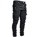 Daily Deals Men's Slim Fit Stretch Jeans Ripped Skinny Jeans for Men, Distressed Straight Leg Fashion Comfort Flex Waist Pants Black