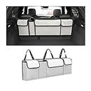 AUCELI Car Trunk Organizer, Backseat Hanging Large Storage with Adjustable Straps, Waterproof Collapsible Cargo Bag with 4 Pockets, Sturdy Space Saver Frees Trunk Floor for SUV, Truck, MPV