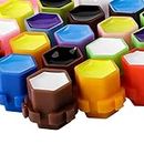 Linetion Tattoo Ink Caps Ink Cups for Tattooing Honeycomb Shape Spliceable Anti-Rollover Spill,Eco-Friendly Non Fade Material,Large Inner Size 0.63*0.75 inch(W*H),200pcs Pack (Mix Color)