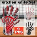 9 Piece Premium Stainless Steel Cooking Knives Set Kitchen Knife Set with Block