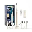 JIMOK Sonic Whitening Electric Toothbrush For Adults, 5Modes, 55db Noise Reduction, Wireless Fast Charge For 90 Days (Include Wall Adapter), Cleaning Toothbrushes Set With 3Dupont & 3Toray Brush Heads…