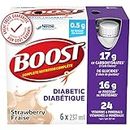 BOOST Diabetic Nutritional Supplement, Strawberry, 6x237ml, Case Pack of 4, Packaging May Vary