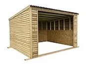 Arbor Garden Solutions 12ft x 12ft Open front mobile animal field shelter, pent roof shed/stable with skids for horse (With assembly service)