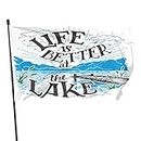 Lakeside Living Cabin Flag 3x5 FT Life Is Better At The Lake Quote Banderas al aire libre Grandes Welcome Yard Banners Home Garden Yard Lawn Decor