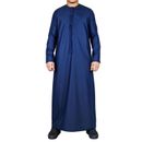 Men's Navy Thobe Emirati Islamic Clothing String Tassel | Thobez