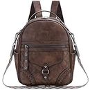 Small Backpack Purse for Women,VASCHY Cute Vegen Leather Mini Backpack for Ladies/Work/Casual with Guitar Shoulder Bag Handbag Strap Coffee