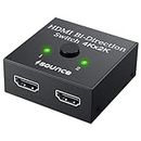 Sounce HDMI Switch 2 in 1 Out 4K 60hz HDMI Switcher 2 Port, Bi-Directional HDMI Switch Splitter 2 x 1/1 x 2, No Power Required, Sharing HD Video, PC Gaming Accessories(Black)