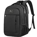 QINOL Travel Laptop Backpack, Business Anti Theft Laptop Backpack with USB Charging Port, College Computer Bag for Men Women (Black, 15.6 Inch)