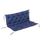 Outsunny 2 Seater Garden Bench Cushions, Thick Outdoor Non-Slip 2 Seater Soft Pad with Backrest for Garden Patio, 52" x 43" x 5", Navy Blue