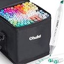 Ohuhu 100 Colours Dual Tip Marker Pens, Alcohol Animation Design with Black Bag for Adults Children Sketching Drawing Painting