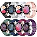 Maledan 8 Pack Band Compatible with Samsung Galaxy Watch 4 Band/Galaxy Watch 5/Galaxy Watch 6 Band, Galaxy Watch 5 Pro/Watch 4 6 Classic/Watch 3, 20mm Soft Silicone Sport Bracelet Women Men, Small