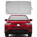 Car Windshield Sun Shade with Storage Pouch by A1 Sunshade Retractable Automotive Car Truck SUV Front Window Shield Blocker Screen Visor Protector Cover for Auto Interior Accessories for Heat Medium