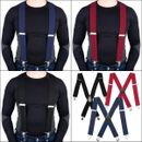 MENS RIDER BRACES X SHAPE HEAVY DUTY 50MM WIDE STRONG CLIPS ELASTIC SUSPENDERS
