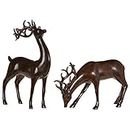 12 Inch Set of 2 Christmas Deer - Mahogany Wood Look Sculpted Deer Pair by Raz