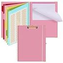 Sknrlko Clipboard with Refillable Lined Notepad for Letter Size (11" x 8.5"),5 Dividers with 10 Pockets,Clipboards with Pen Loop, File Folder Labels,Pink