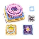 Weaving Loom Kit, 8pcs Frame Looms, Knitting Wool, Round/Square Knitting Looms Craft Kit Multi Color (Instructions Included)