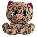 P.Lushes Designer Fashion Pets Sadie Spotson Leopard Cat Plush, Premium Stuffed Animal, Black and Pink, 6”