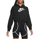 Nike Women's W NSW Club FLC Gx Crop HDY Sweatshirt Black/White